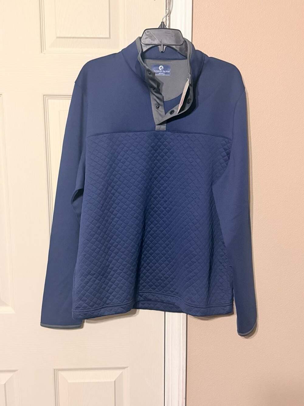 Southern Proper Quilted Pullover Size M Medieval Blue